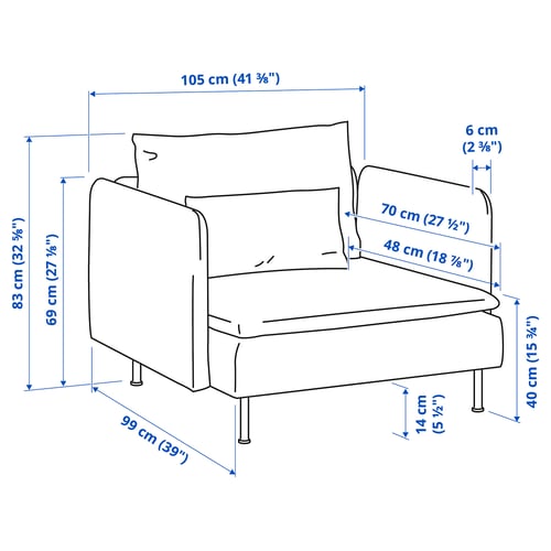 SÖDERHAMN Fotelja, Fridtuna tamnosiva-plava