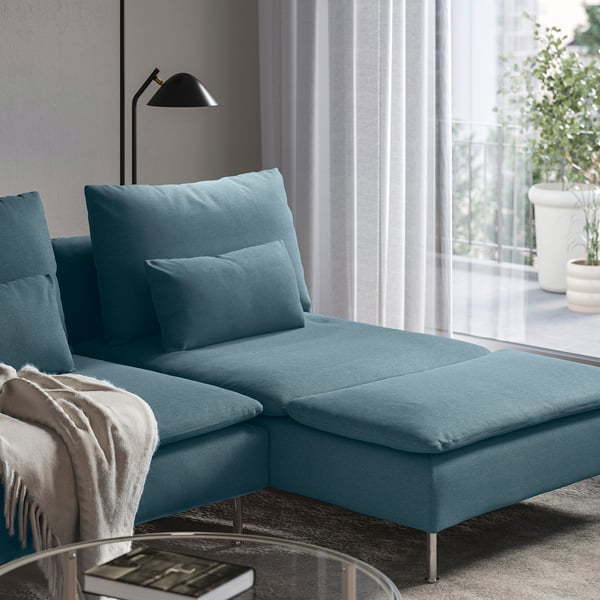 SÖDERHAMN Sofa 4-sed i lenjivac, i bez stranice/Fridtuna tamnosiva-plava