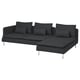 SÖDERHAMN Sofa 4-sed i lenjivac, i bez stranice Fridtuna/tamnosiva