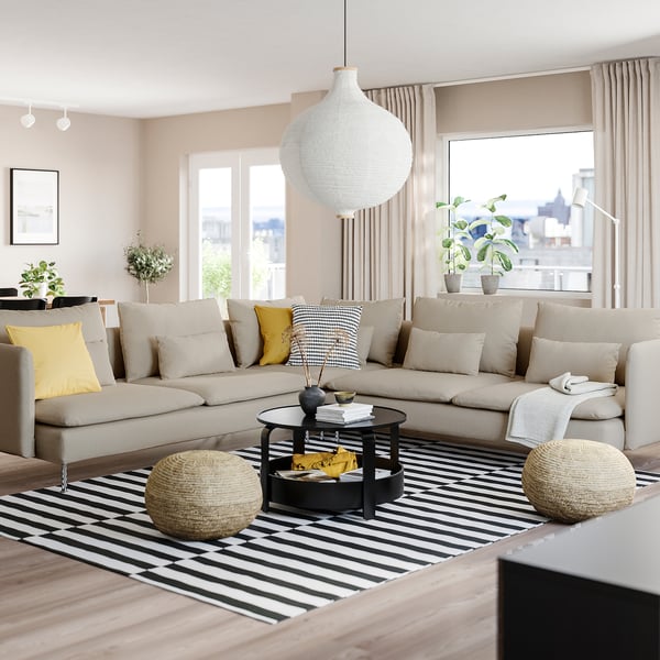 SÖDERHAMN Ugaona sofa, 6-sed, Fridtuna svetlobež