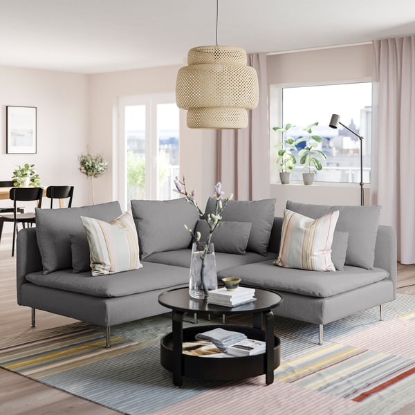 SÖDERHAMN Ugaona sofa, trosed, Tonerud siva