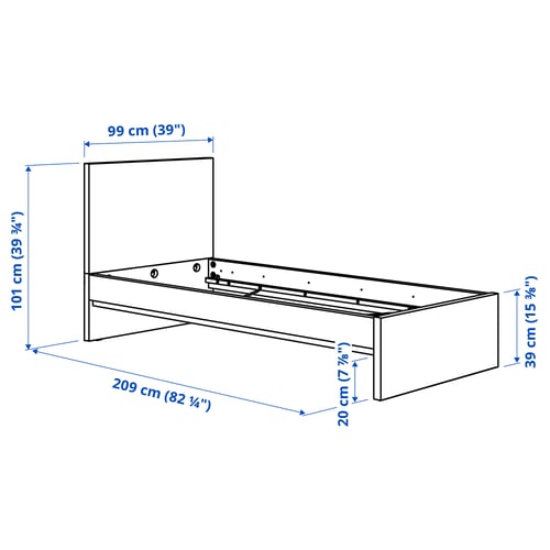 STORKLINTA Okvir kreveta, tamnosmeđa im. hrastovine, 90x200 cm