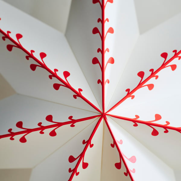 STRÅLA Abažur, papir zvezda/bela crvena, 70 cm