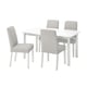 STRANDTORP / BERGMUND Sto i 4 stolice, bela/Orrsta svetlosiva, 150/205/260 cm
