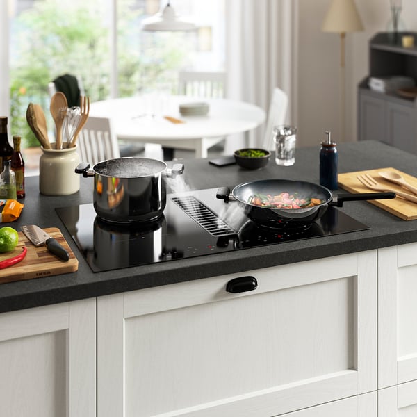 TÄCKNAN Ind pl/unut aspir s kompl za recirk, IKEA 300/crna