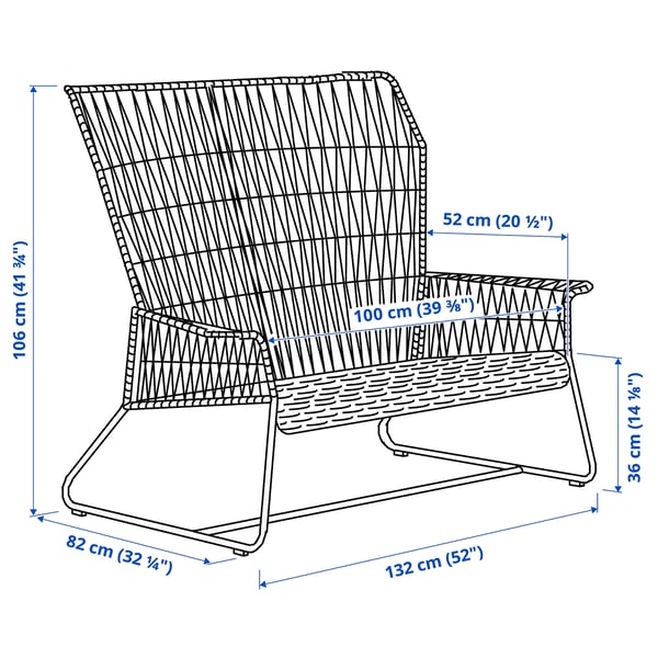 TALLSKÄR Sofa dvosed,spolja, boja antracita