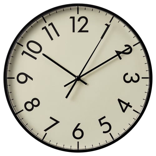 TALLSPARV Zidni sat, crna/bež, 28 cm