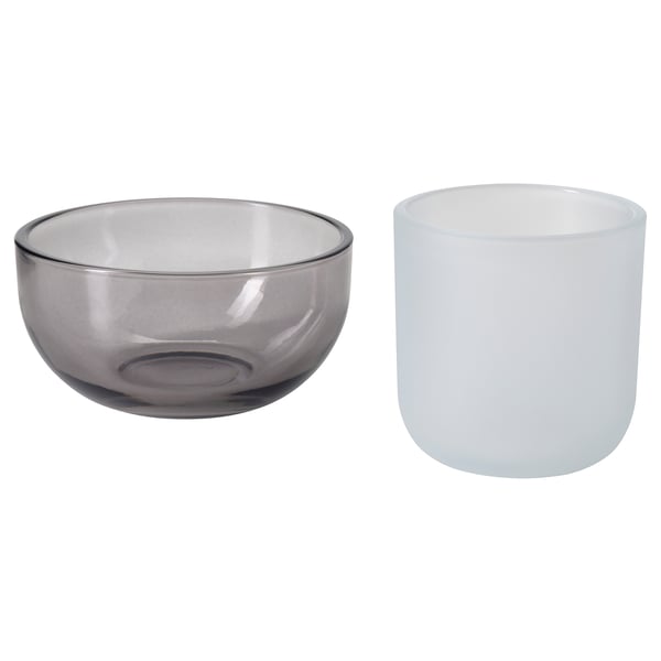 TALLTITA Set držača za čajne svećice, 2 kom., siva/mlečno staklo