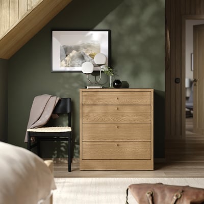 TONSTAD Komoda s 4 fioke, hrastov furnir, 82x47x90 cm
