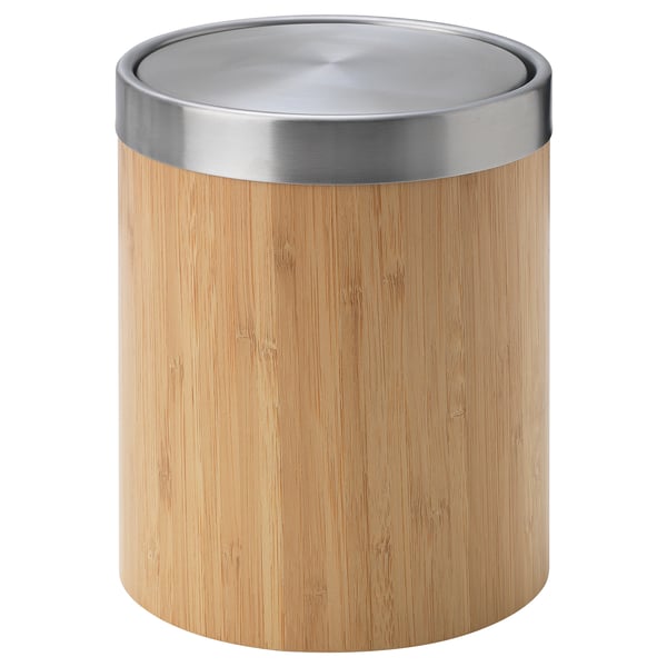 TRÄSKET Kanta za otpad, nerđajući čelik/bambusov furnir, 3 l
