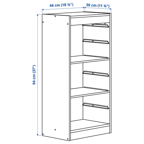 TROFAST Komb.odlaganje s policama, bela, 46x30x94 cm