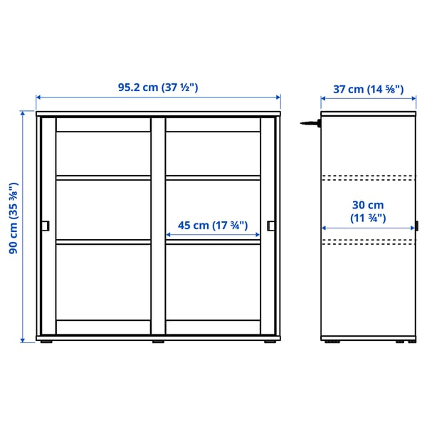 VIHALS Element s kliz. stakl. vratima, bela, 95x37x90 cm