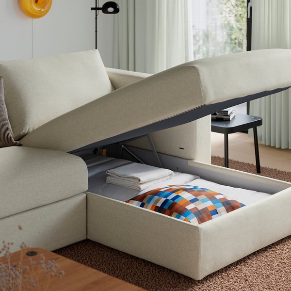 VIMLE Sofa trosed, s lenjivcem/Gunnared bež