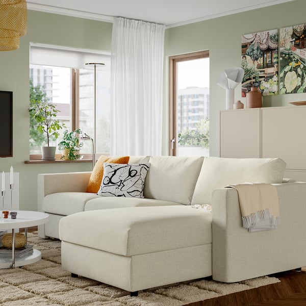 VIMLE Sofa trosed s lenjivcem, sa širokim rukohvatima/Gunnared bež