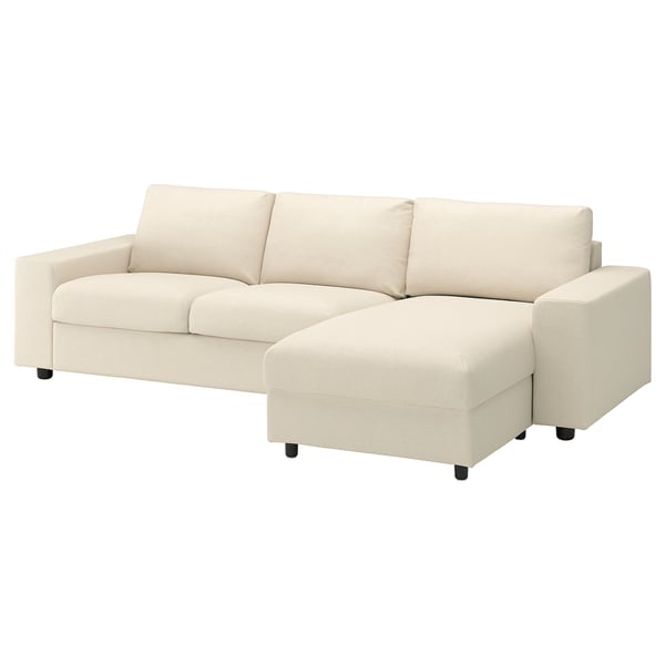 VIMLE Sofa trosed s lenjivcem, sa širokim rukohvatima/Knäbäck svetlobež
