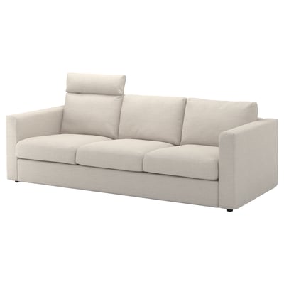 VIMLE Sofa trosed, s naslonom za glavu/Gunnared bež