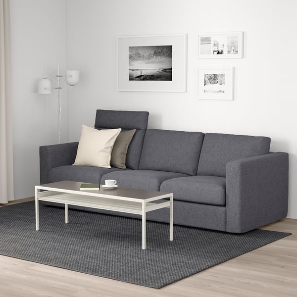 VIMLE Sofa trosed, s naslonom za glavu/Gunnared zagasitosiva