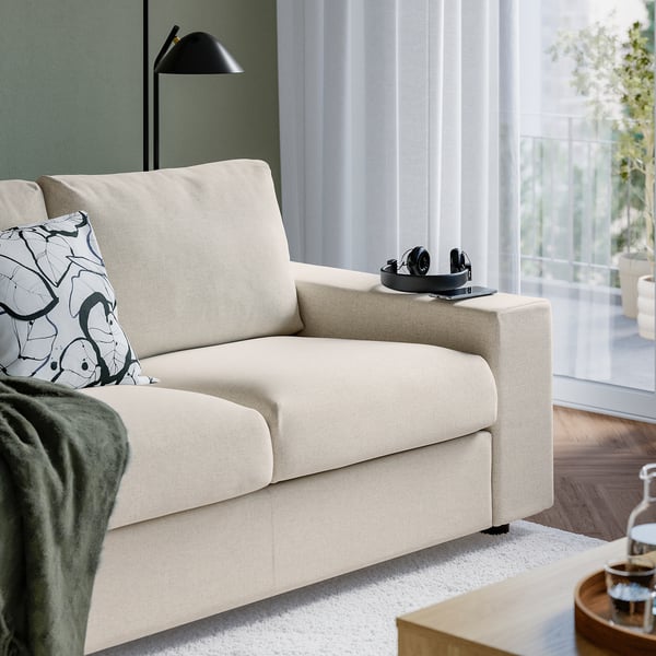 VIMLE Sofa trosed, sa širokim rukohvatima/Gunnared bež
