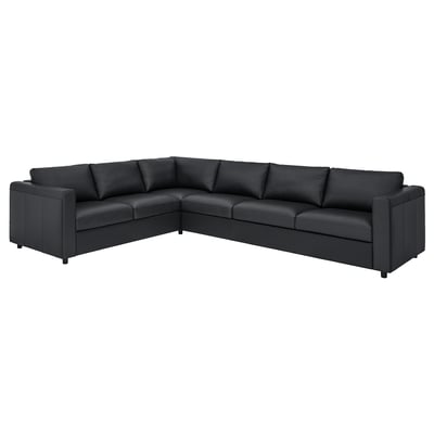 VIMLE Ugaona sofa, 5-sed, Grann/Bomstad crna