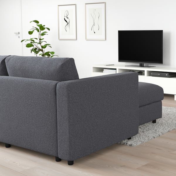 VIMLE Ugaona sofa ležaj i lenjivac, 5-sed, Gunnared zagasitosiva