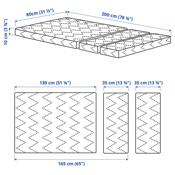 VIMSIG Dušek od pene za produživi krevet, 80x200 cm
