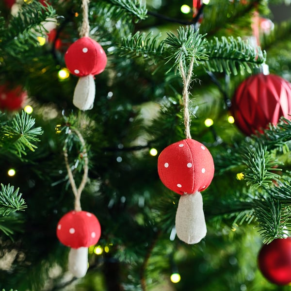 VINTERFINT Ukras za jelku, 8 kom., pečurka crvena