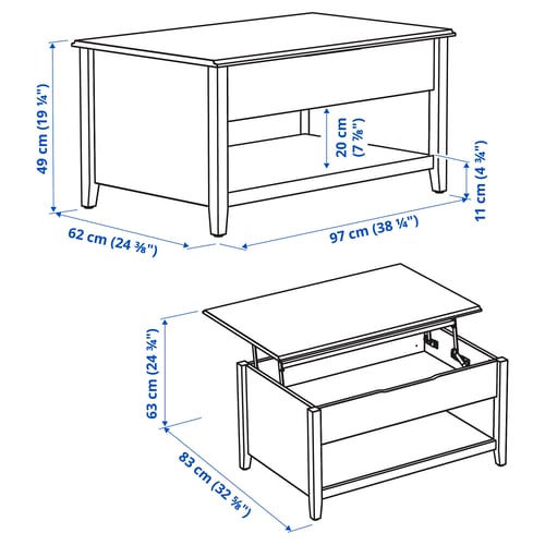 VITTERYD Podesivi stočić za kafu, bela, 97 cm