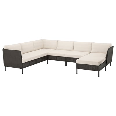 VITTSKÄR Modularna ugaona sofa za 5 osoba, napolju plastični ratan tamnosivi/Frösön/Duvholmen bež