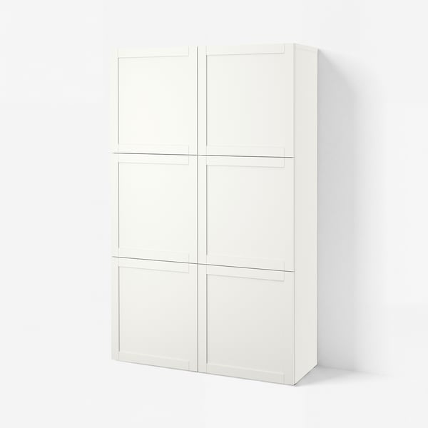 BESTÅ تشكيلة تخزين مع أبواب, أبيض/Hanviken أبيض, 120x42x193 سم