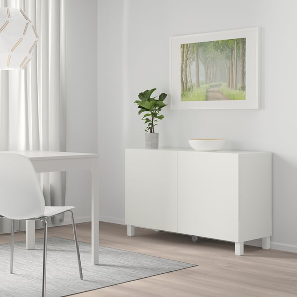 BESTÅ تشكيلة تخزين مع أبواب, أبيض/Lappviken/Stubbarp أبيض, 120x42x74 سم