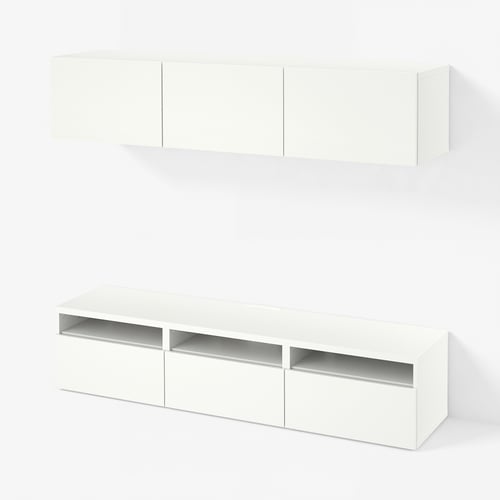 BESTÅ طاولة تلفزيون, أبيض/Lappviken أبيض, 180x42x185 سم