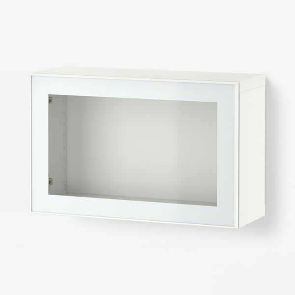 BESTÅ تشكيلة خزانة حائطية, أبيض Glassvik/أبيض/أخضر فاتح زجاج شفاف, 60x22x38 سم