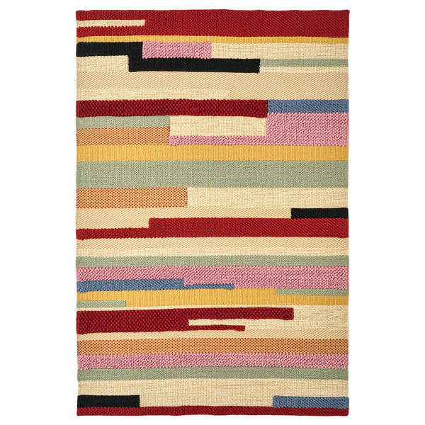BRÖNDEN سجادة، وبر قصير, صناعة يدوية عدة ألوان/أحمر, 170x240 سم