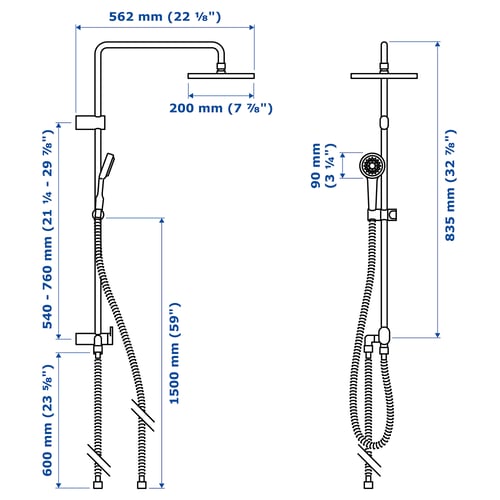 BROGRUND طقم دش إستحمام مع صمام تحويل, طلاء كروم
