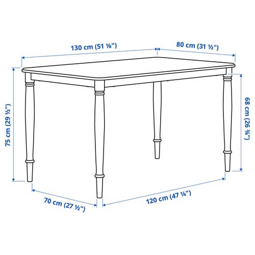 DANDERYD / SKOGSTA طاولة و 4 كراسي, أبيض/سنط, 130 سم