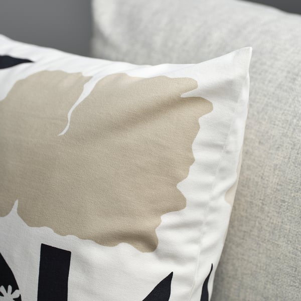 DRABOR غطاء وسادة, أسود/بيج فاتح, 50x50 سم
