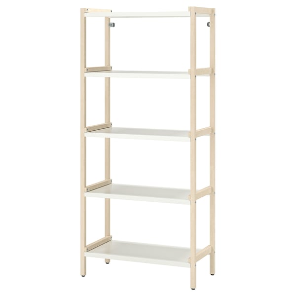 EKENABBEN وحدة رف مفتوح, خشب الصفصاف/أبيض, 70x34x154 سم