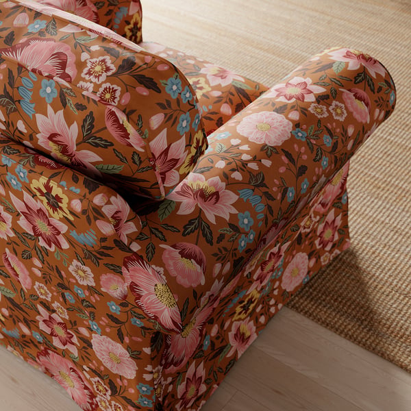 EKTORP كنبة زاوية، 4 مقاعد, Mångbyn بني/عدة ألوان