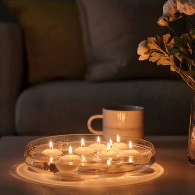 FENOMEN شمعة غير معطرة تطفو على الماء, لون طبيعي, 4 س 24 قطعة