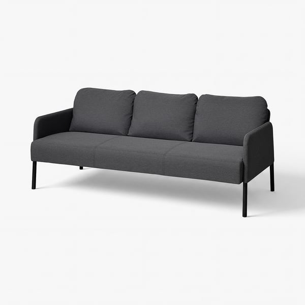 GLOSTAD كنبة 3 مقاعد, Knisa رمادي غامق
