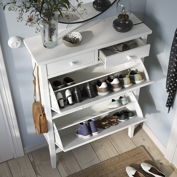 GULLABERG خزانة أحذية بمقصورتين, أبيض, 88x30x122 سم