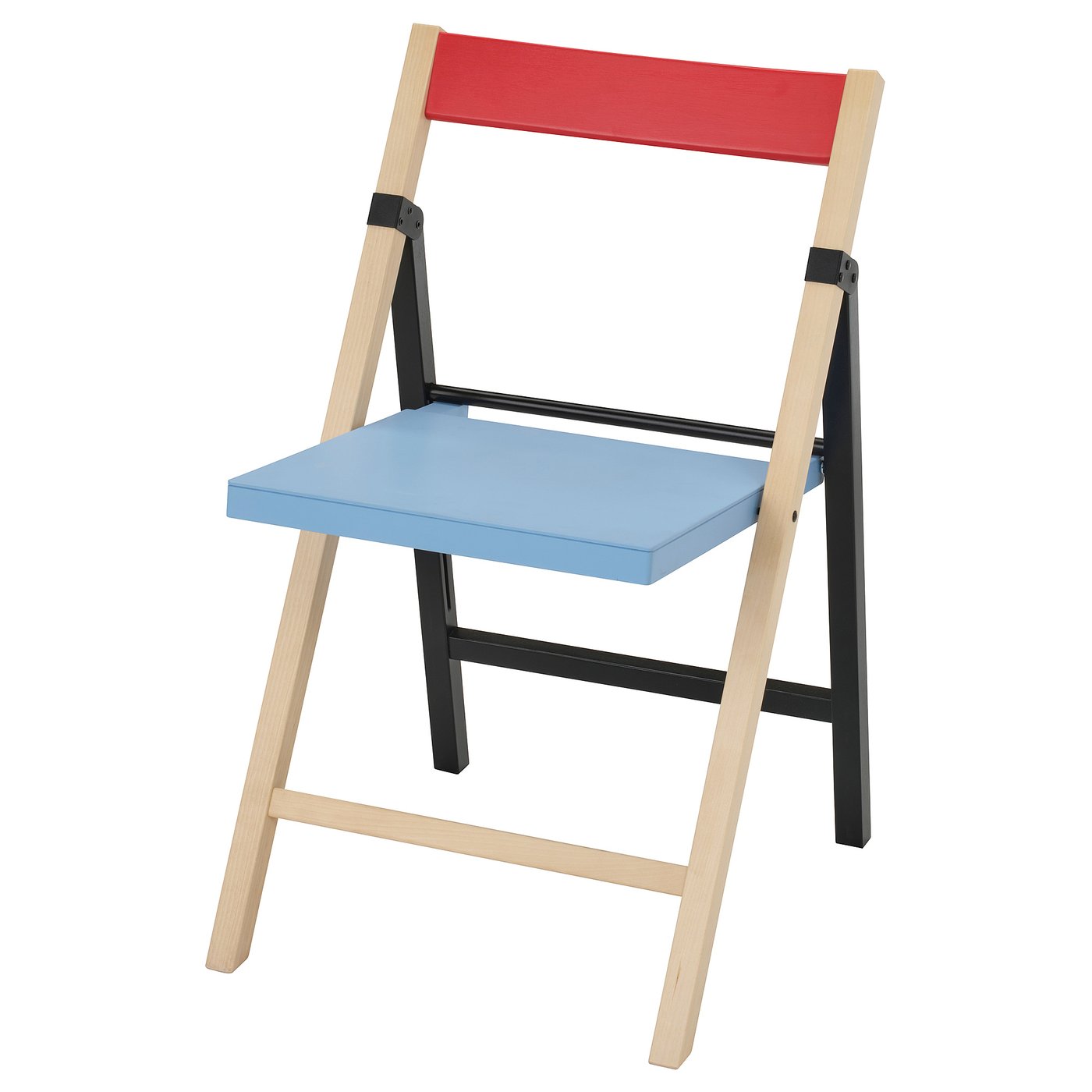 IKEA PS 2026 كرسي قابل للطي, بتولا أزرق/أسود أحمر