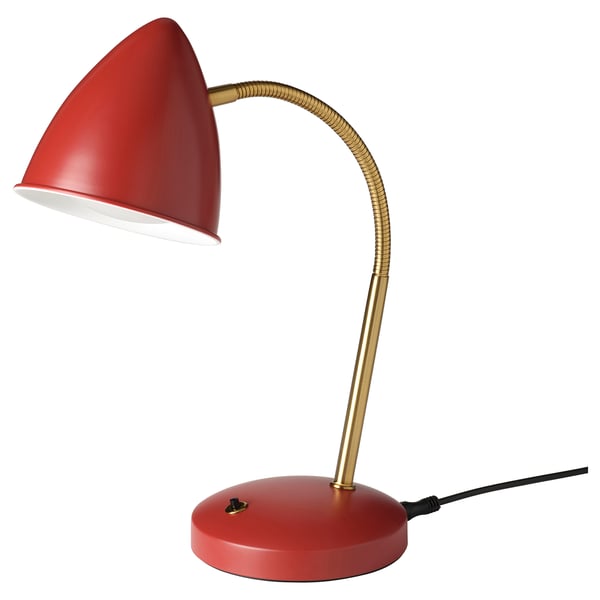 ISNÅLEN مصباح عمل LED, أحمر/لون نحاسي