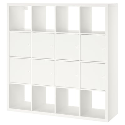 KALLAX وحدة أرفف مع 8 تركيبات داخلية, أبيض, 147x147 سم