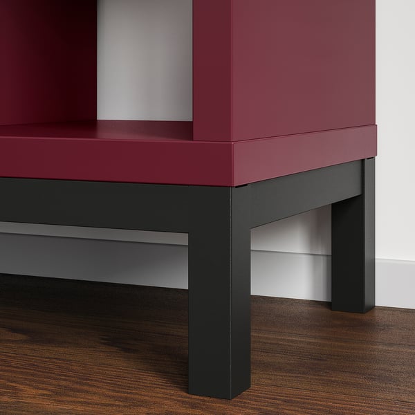 KALLAX وحدة رف مع إطار سفلي, بني-أحمر/أسود, 77x39x164 سم