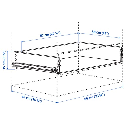 KONSTRUERA أدراج بدون واجهة, أبيض, 15x40 سم
