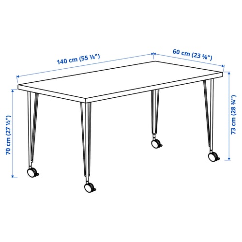 LAGKAPTEN / KRILLE مكتب, أبيض/أسود, 140x60 سم