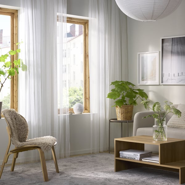 LILL زوج ستائر شبكية, أبيض/مع جيب عصا, 280x300 سم