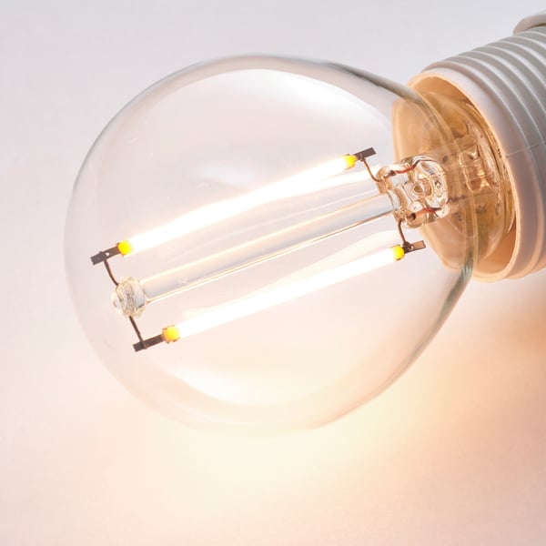 LUNNOM لمبة LED E14 150 lumen, كرويّة شفاف, 45 مم