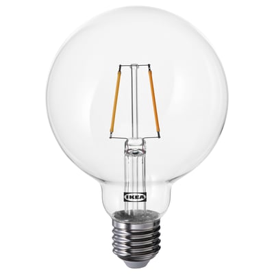 LUNNOM لمبة LED E27 150 lumen, كرويّة شفاف, 95 مم